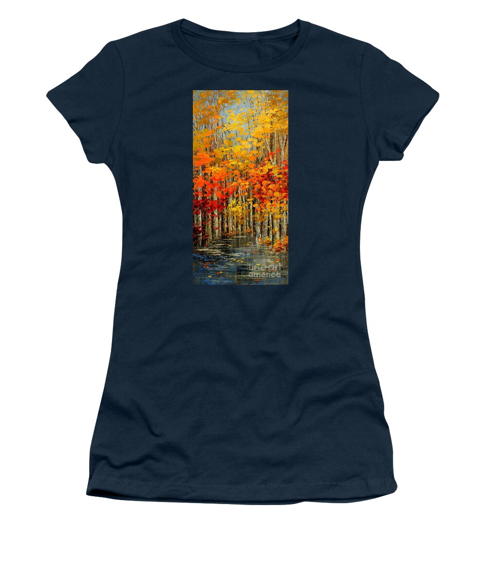 Forest Women's T-Shirt featuring the painting Autumn Banners by Tatiana Iliina
