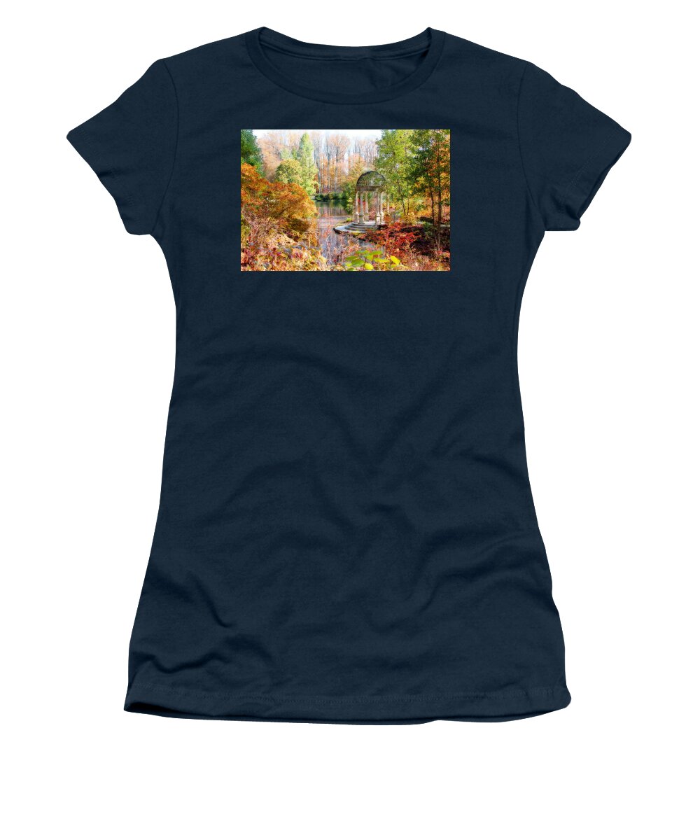 Landscape Women's T-Shirt featuring the digital art Autumn in Longwood Gardens by Trina Ansel