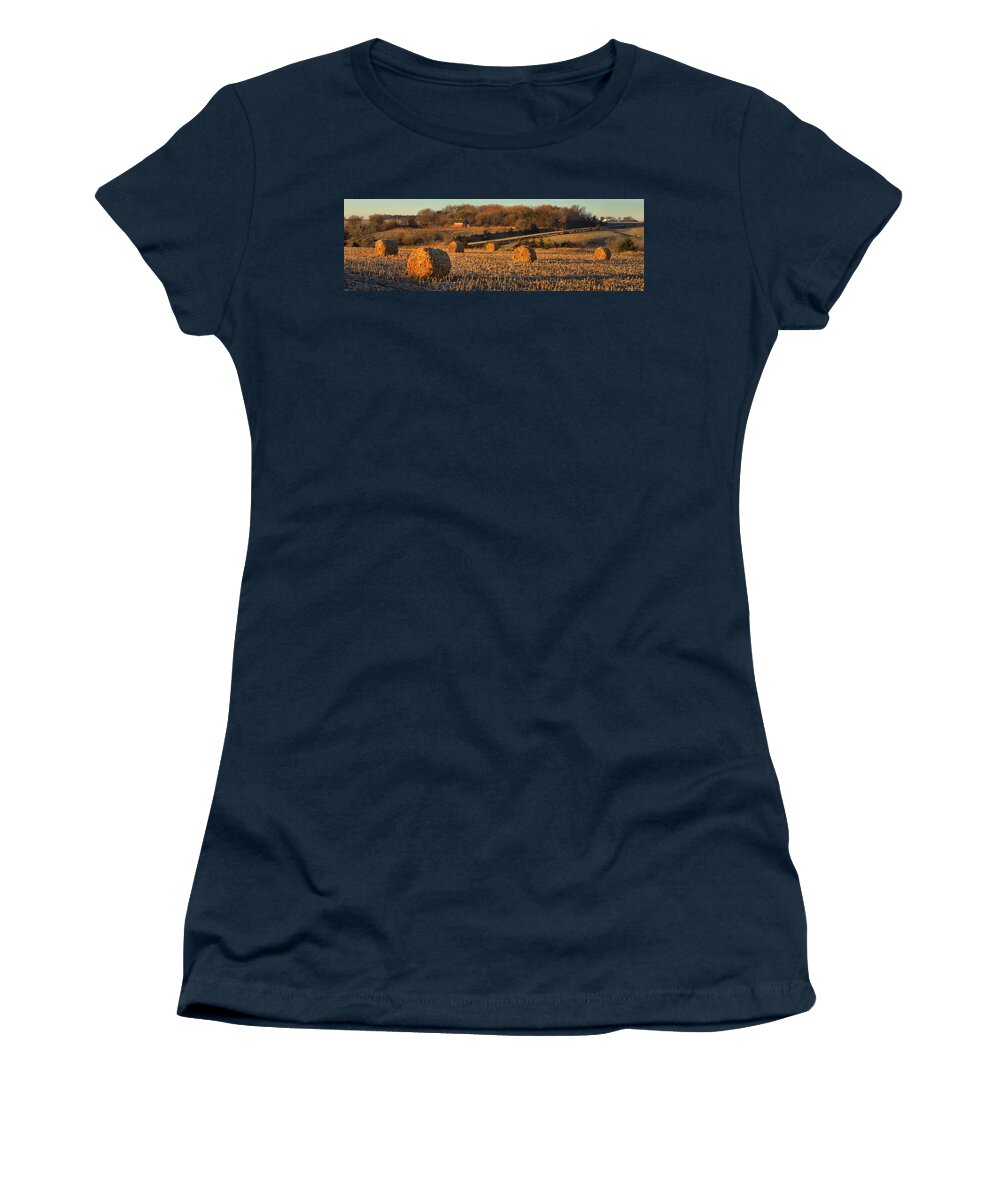 Autumn Women's T-Shirt featuring the photograph Autumn Morning Bales by Bruce Morrison