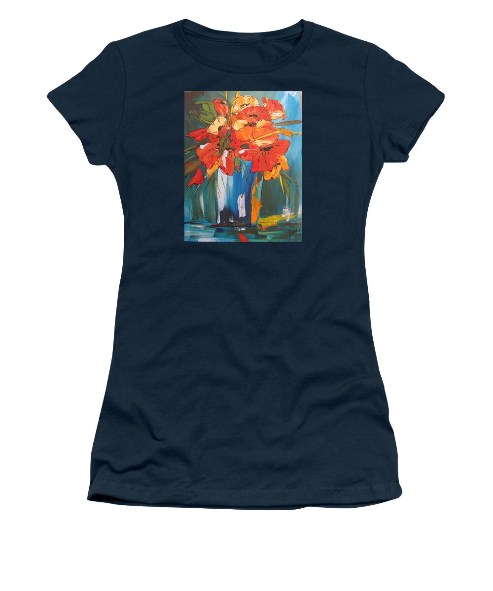 Floral Women's T-Shirt featuring the painting Autumn Vase by Terri Einer