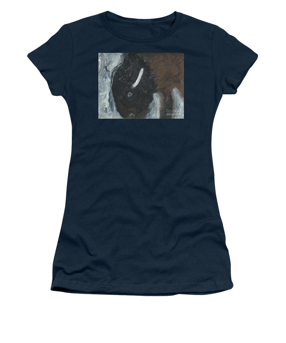 Baby Women's T-Shirt featuring the painting Baby Buffalo in the Snow by Barbie Batson