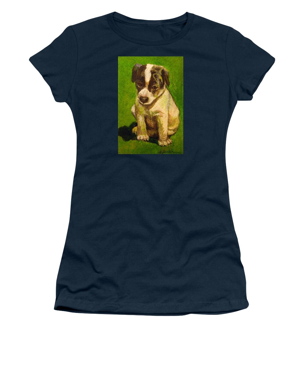 Baby Jack Russel Women's T-Shirt featuring the painting Baby Jack Russel by Donna Tucker