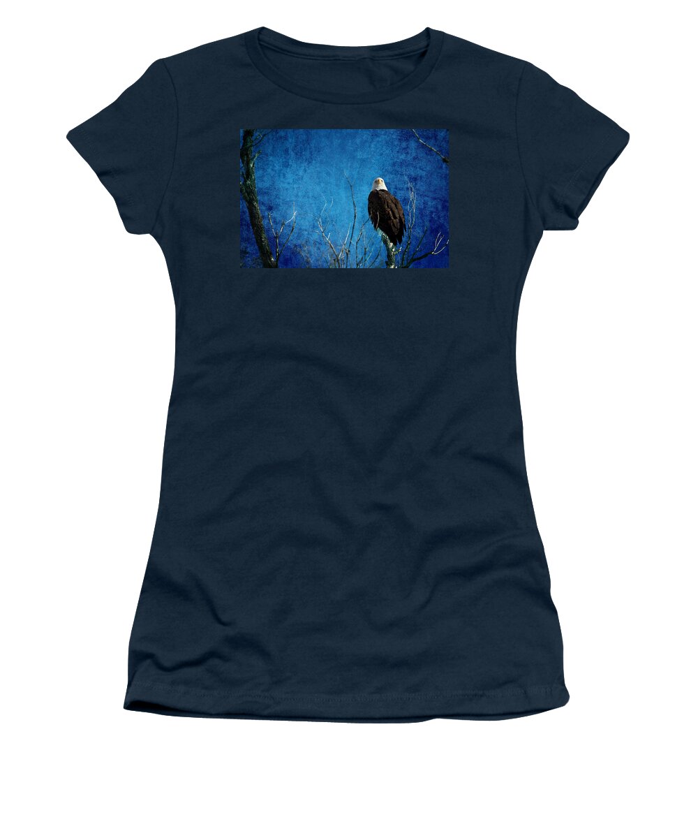 Bald Eagle Women's T-Shirt featuring the photograph Bald Eagle Blues Into The Night by James BO Insogna