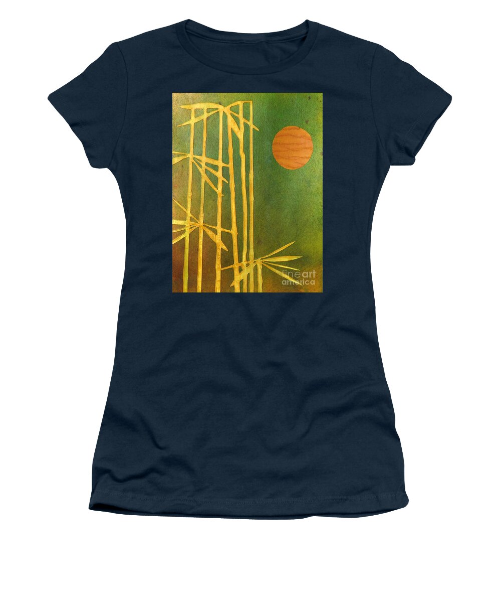 Watercolor Women's T-Shirt featuring the painting Bamboo Moon by Desiree Paquette