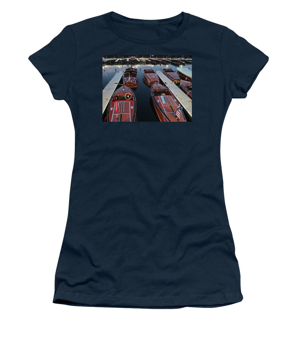 Boats Women's T-Shirt featuring the photograph Barrelbacks at Night by Steve Natale