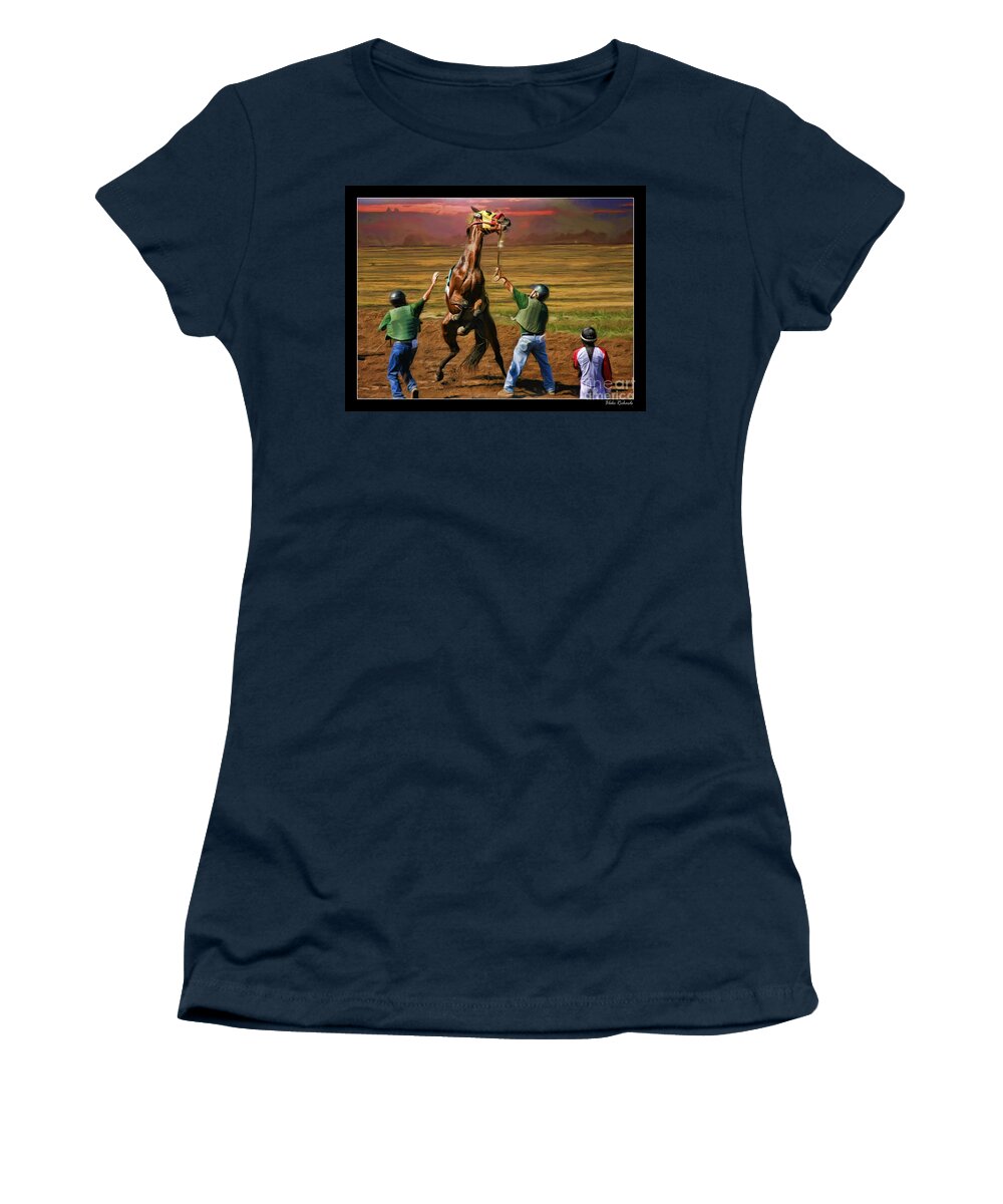 Peekarandoconer Women's T-Shirt featuring the photograph Barrington Harvey looks On Horse Peekarandoconer Moment by Blake Richards