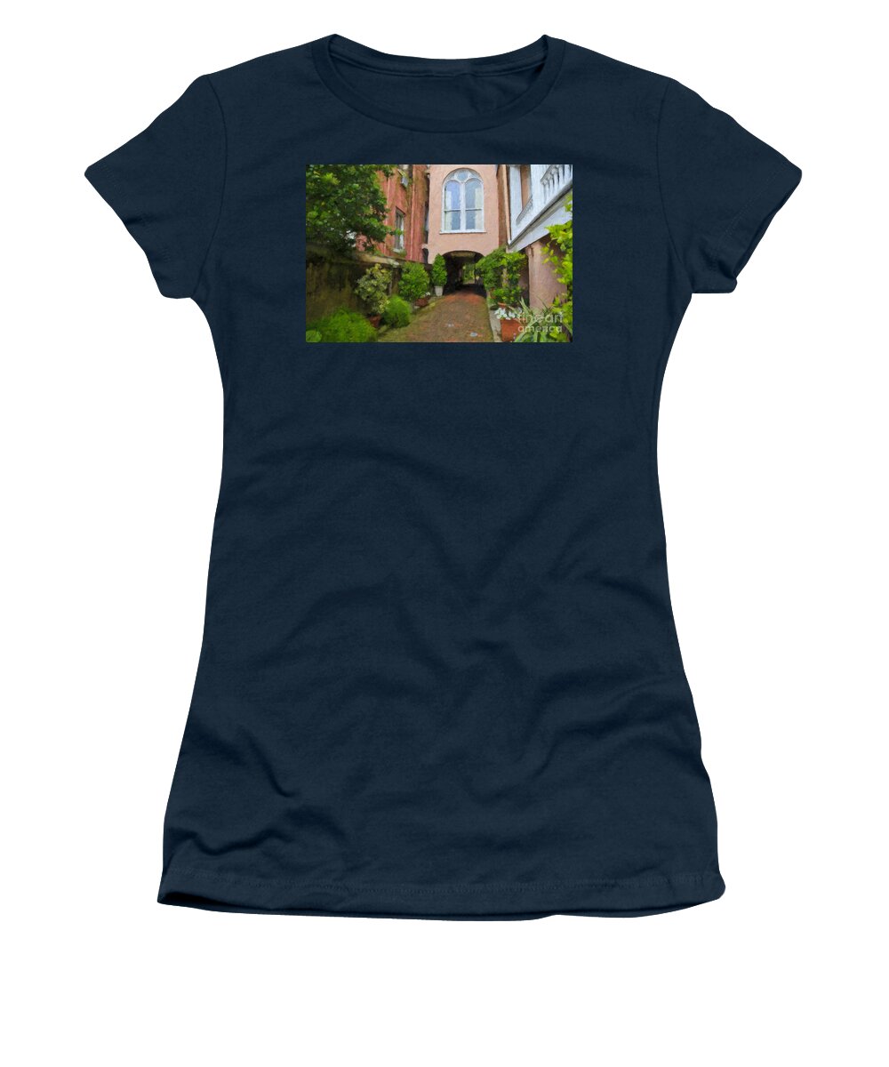 Battery Carriage House Inn Women's T-Shirt featuring the digital art Battery Carriage House Inn Alley by Jill Lang
