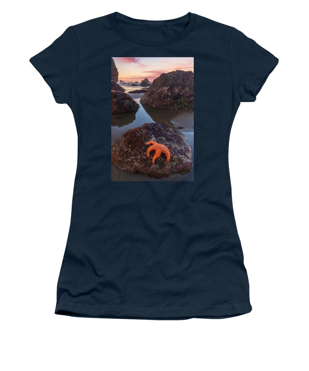 Southern Oregon Coast Women's T-Shirt featuring the photograph Battle Rock Sunrise by Darren White