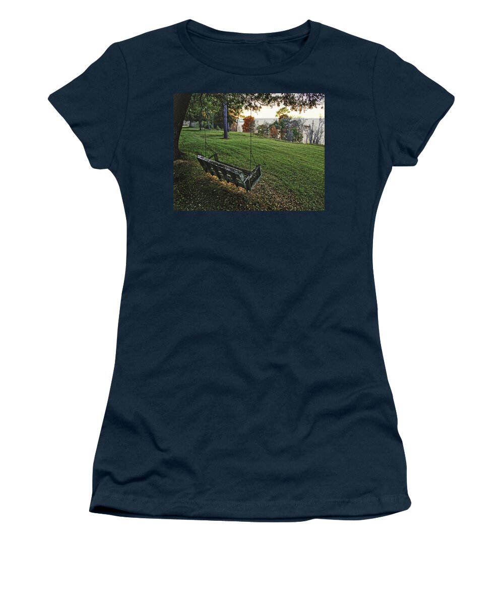 Palm Women's T-Shirt featuring the digital art Bayview Swing on a August Day by Michael Thomas