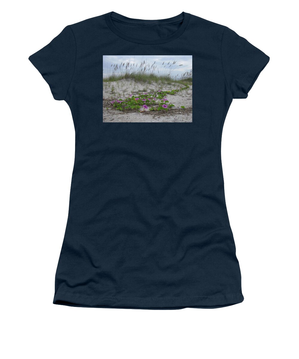 Beach Women's T-Shirt featuring the Beach Flowers by Ellen Meakin