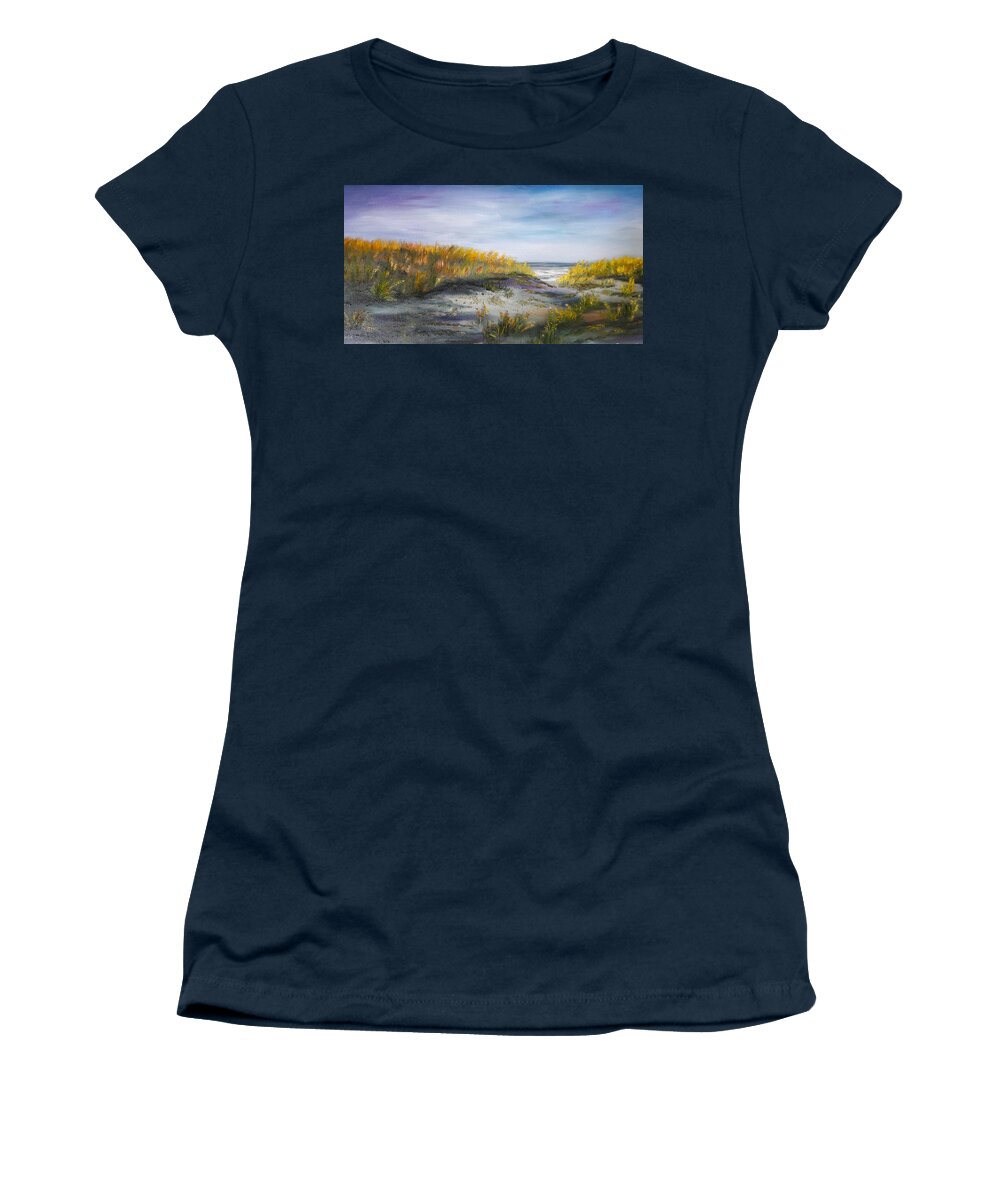 Sand Women's T-Shirt featuring the painting Beach Walkway by Marlyn Boyd