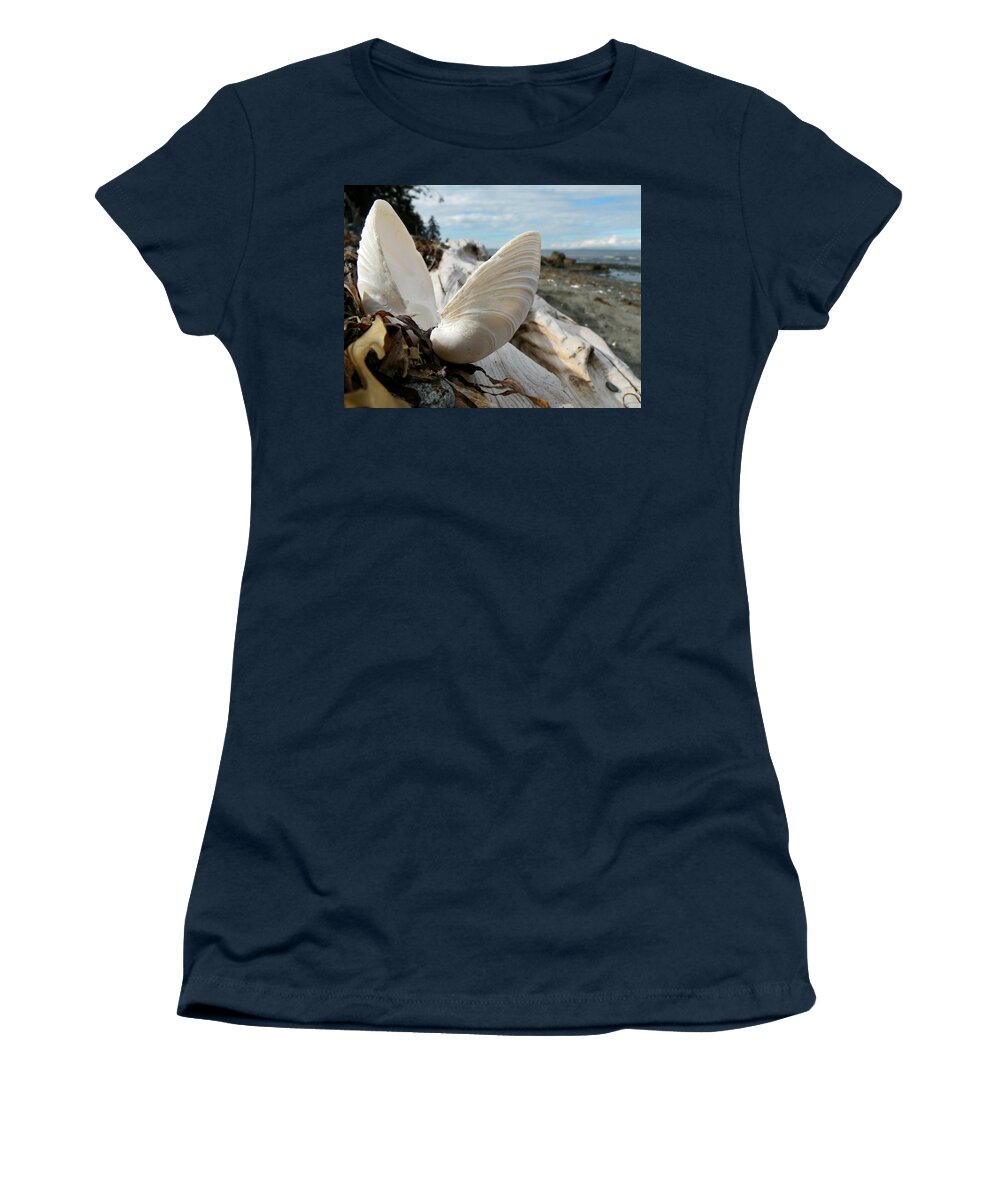 Beachcombing Women's T-Shirt featuring the photograph Beachcombing by Micki Findlay