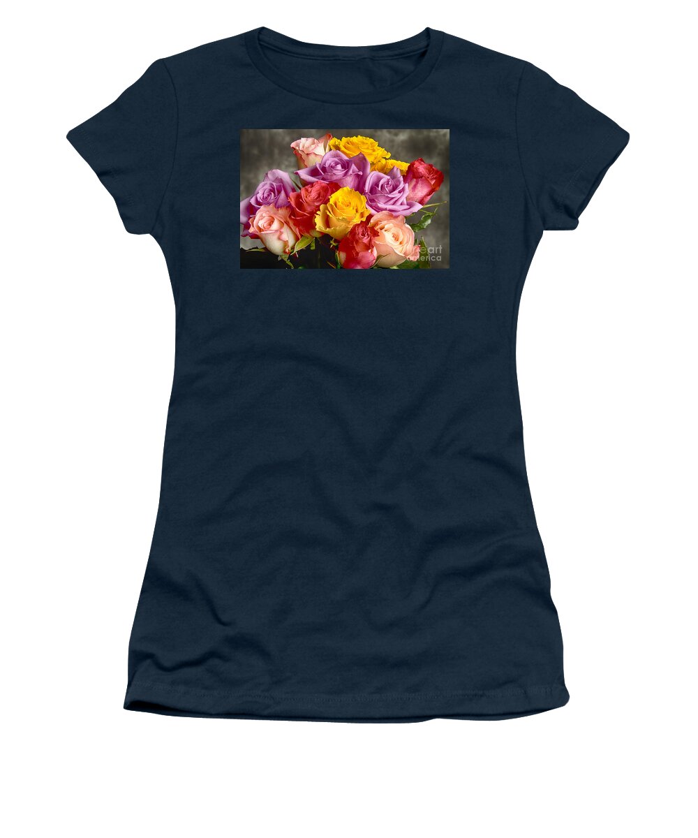 Rose Women's T-Shirt featuring the photograph Beautiful Bouquet Of Multicolor Roses by James BO Insogna