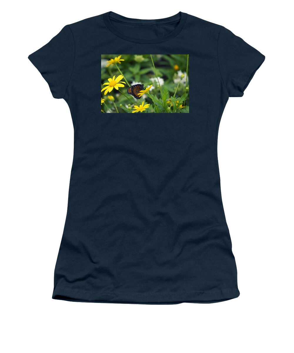 Butterfly On A Flower Women's T-Shirt featuring the photograph Beauty of Spring by Laurie Perry