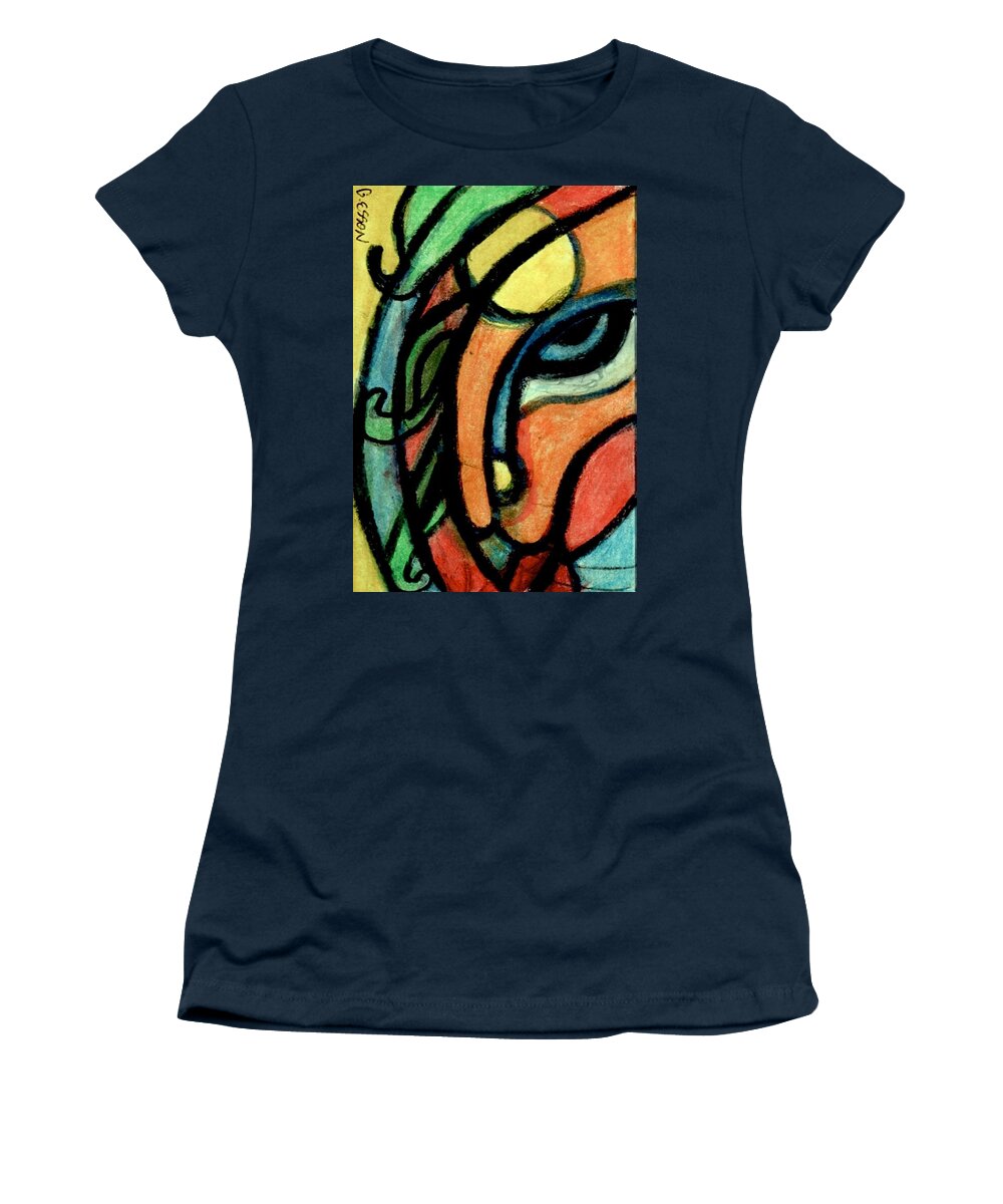 Face Women's T-Shirt featuring the painting Behold The Dragon Moon by Genevieve Esson