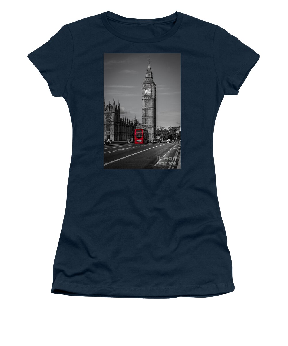 Elizabeth Tower Women's T-Shirt featuring the photograph Big Ben and London Bus by Chris Thaxter