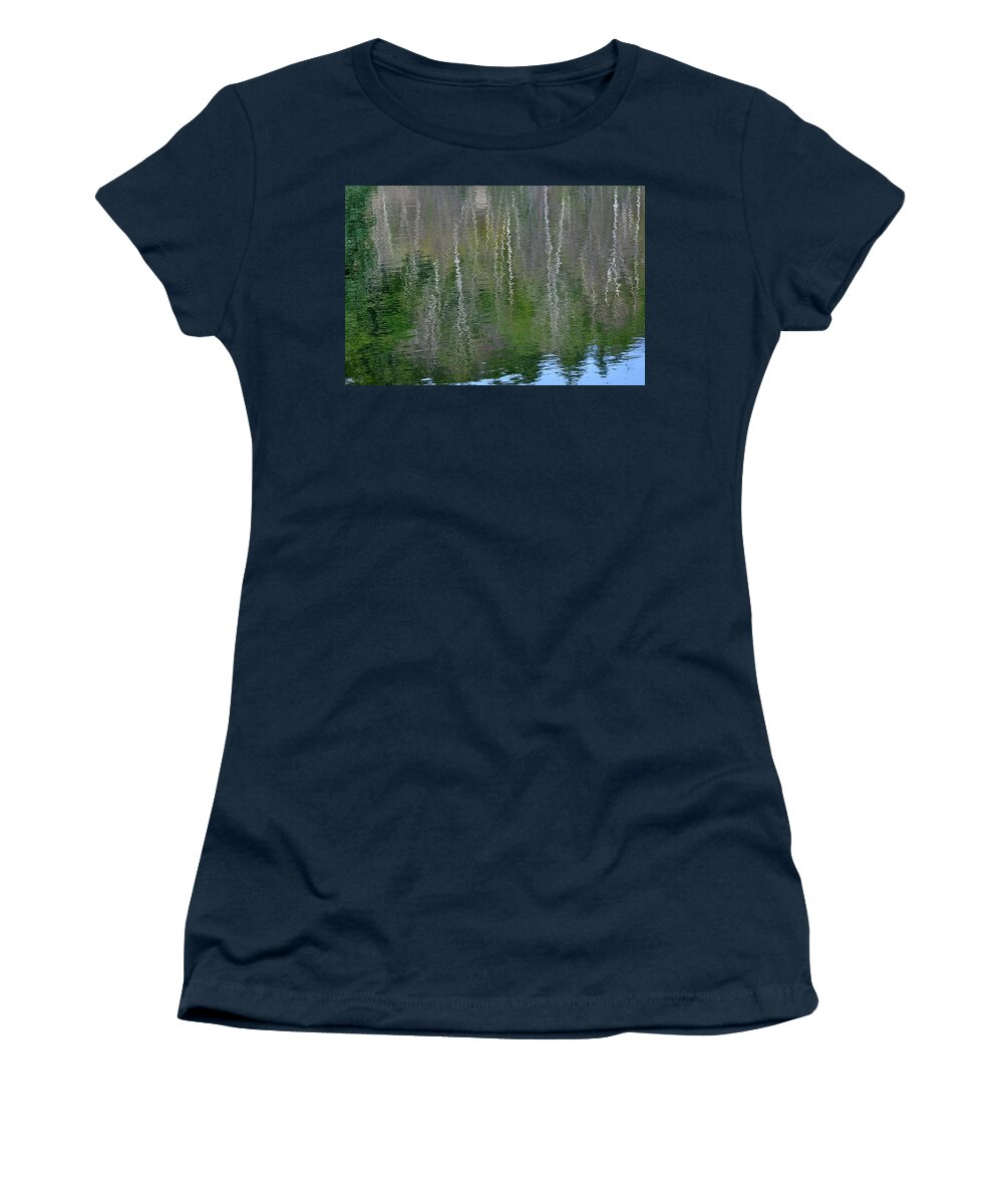 Pond Reflections Photographs Women's T-Shirt featuring the photograph Birch Trees Reflected in Pond by Phyllis Meinke