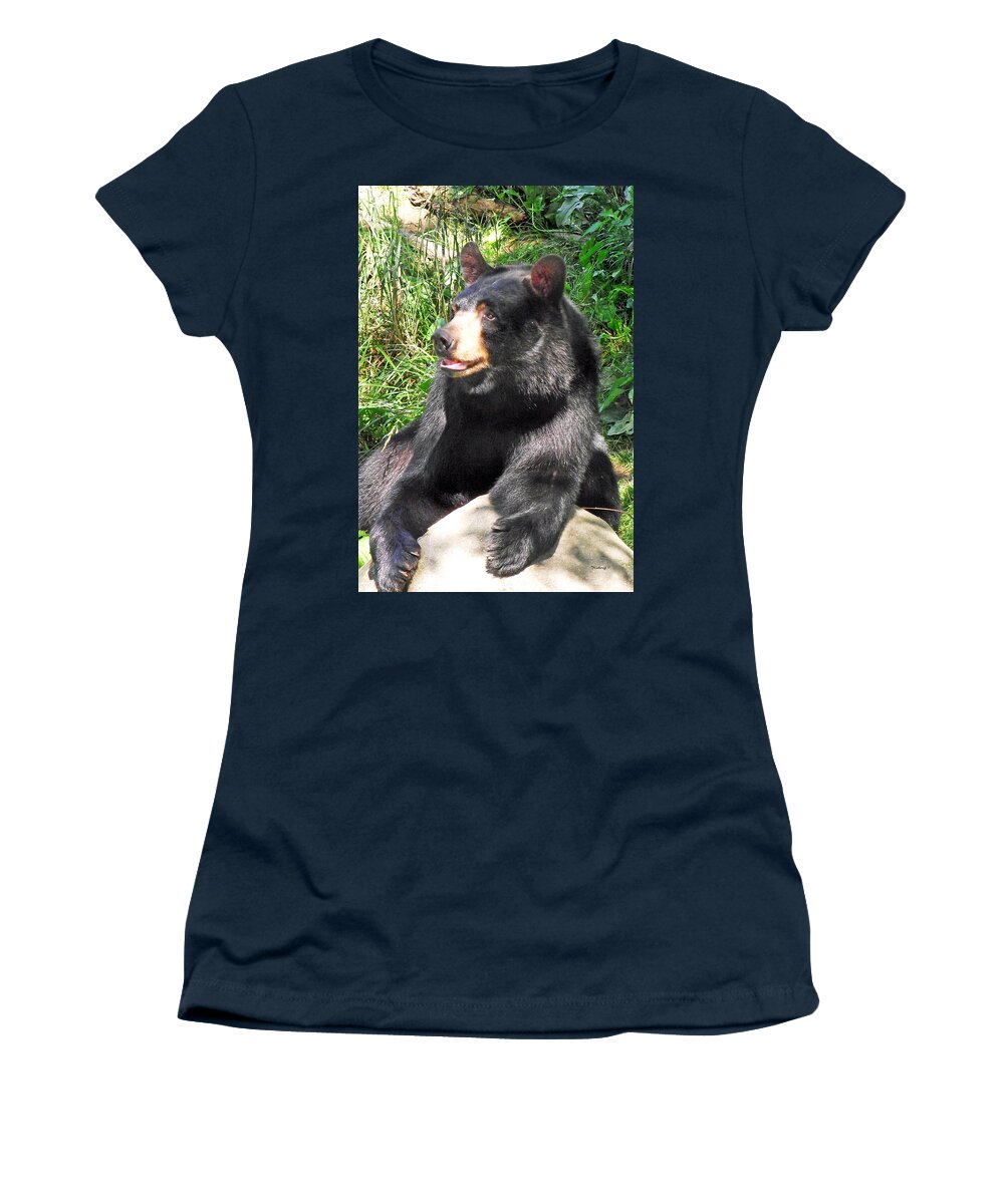 Duane Mccullough Women's T-Shirt featuring the photograph Black Bear by Duane McCullough