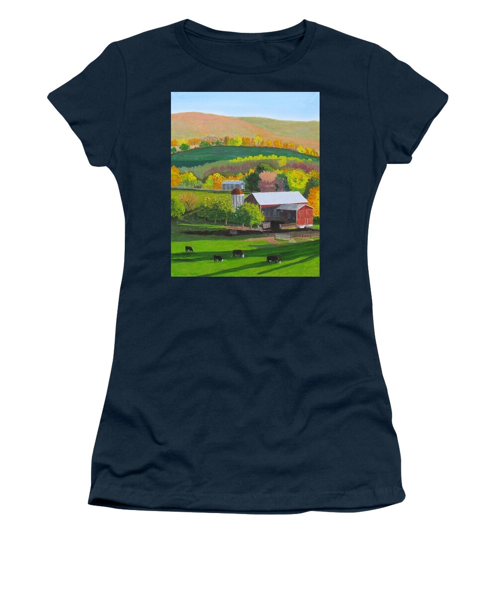 Autumn Color In Pennsylvania Women's T-Shirt featuring the painting Blazing Autumn Color by Barb Pennypacker
