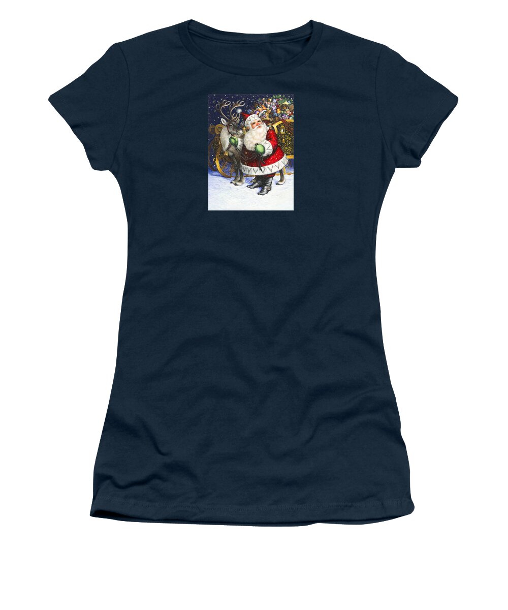Santa Claus Women's T-Shirt featuring the painting Blitzen by Lynn Bywaters