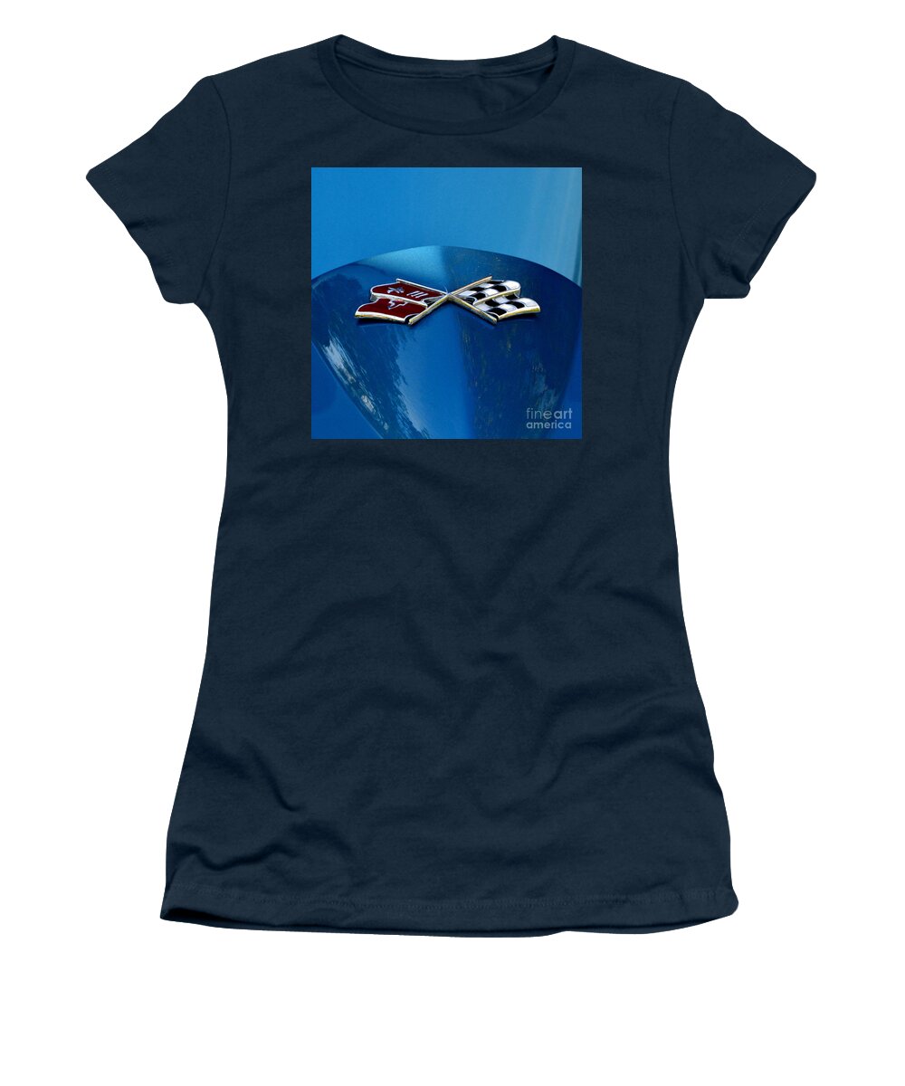  Women's T-Shirt featuring the photograph Blue Corvette by Dean Ferreira