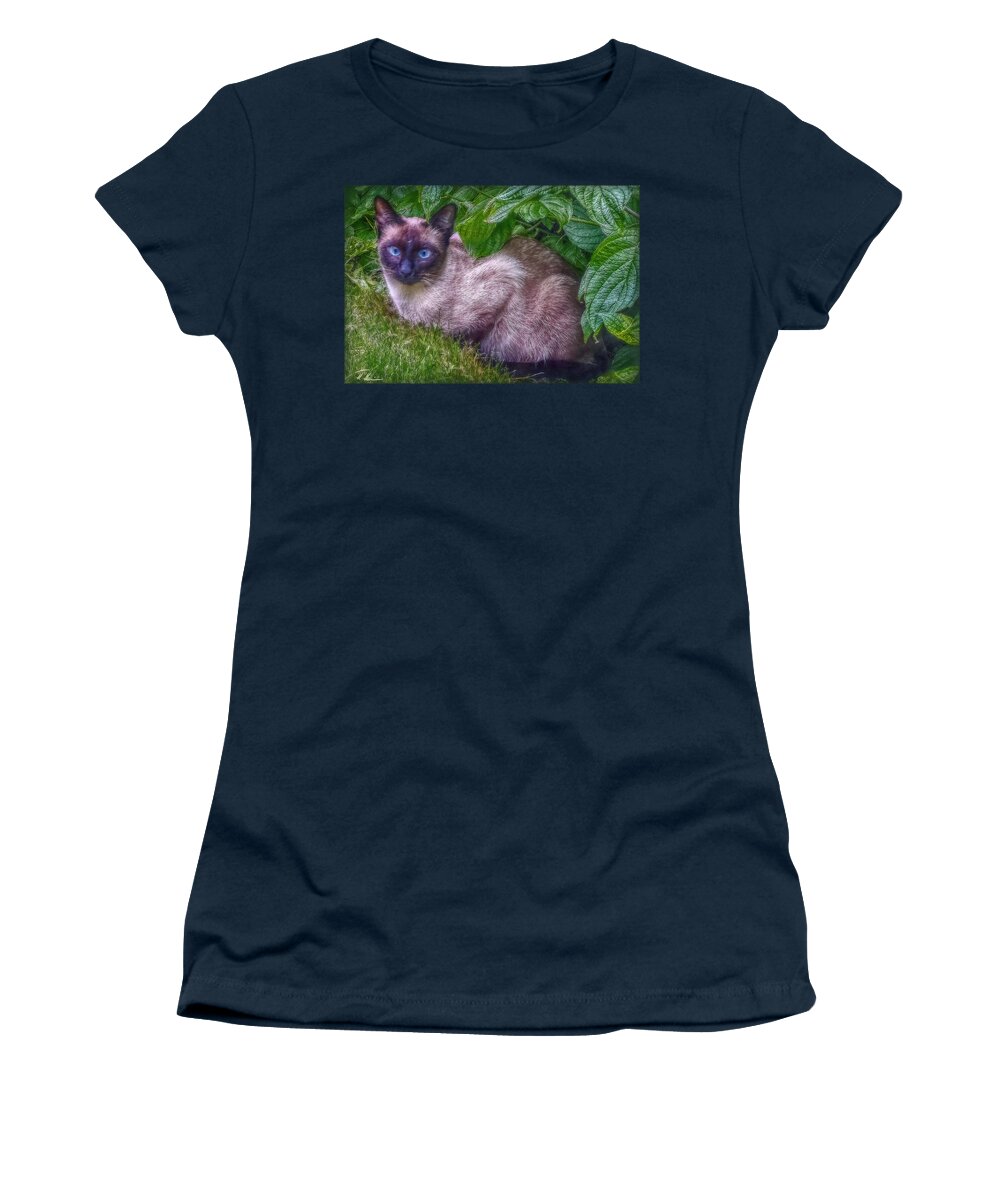 Cat Women's T-Shirt featuring the photograph Blue Eyes - signed by Hanny Heim