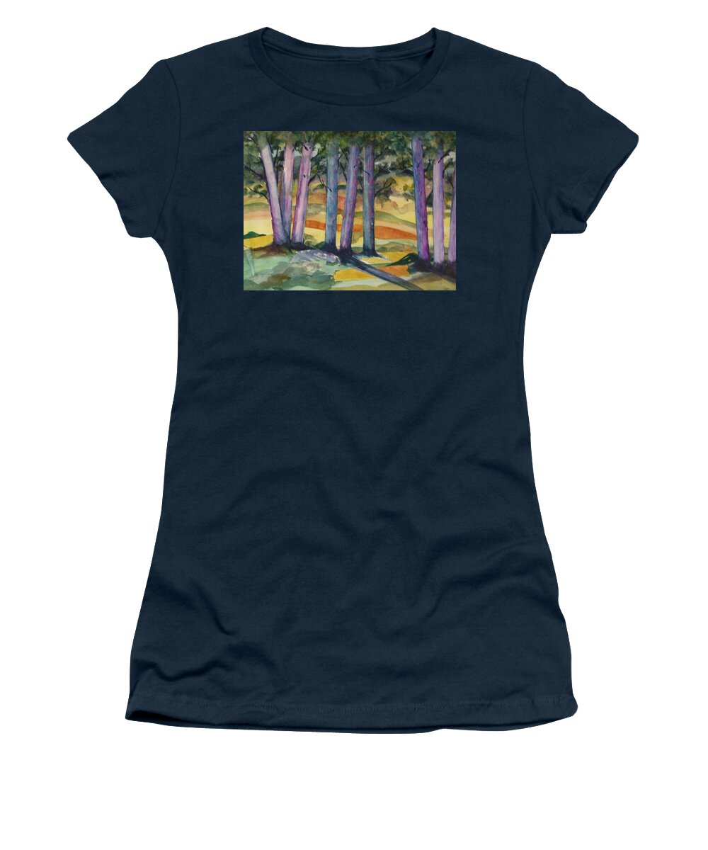 Ksg Women's T-Shirt featuring the painting Blue Grove by Kim Shuckhart Gunns