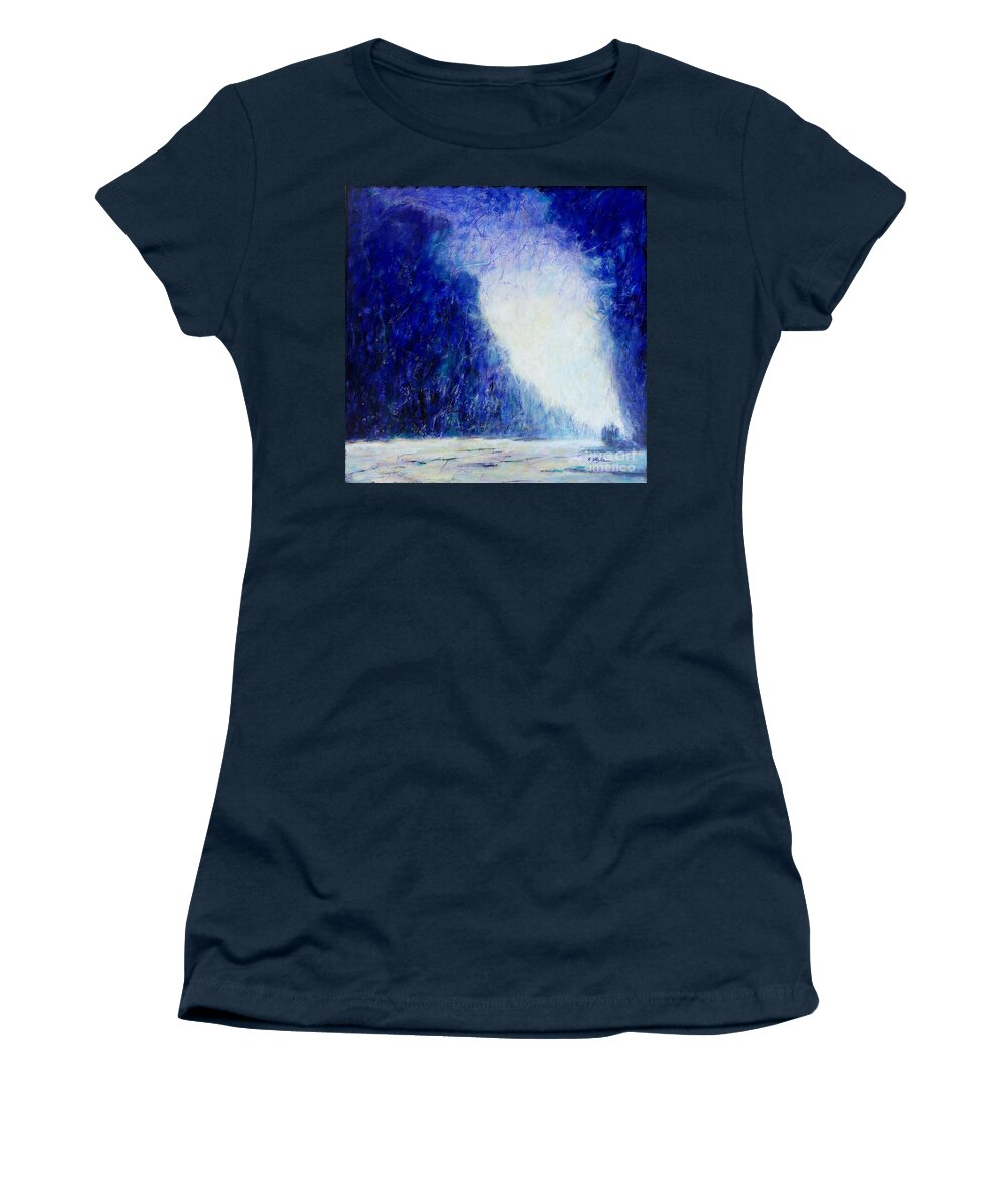 Landscape Women's T-Shirt featuring the painting Blue Landscape - Abstract by Cristina Stefan