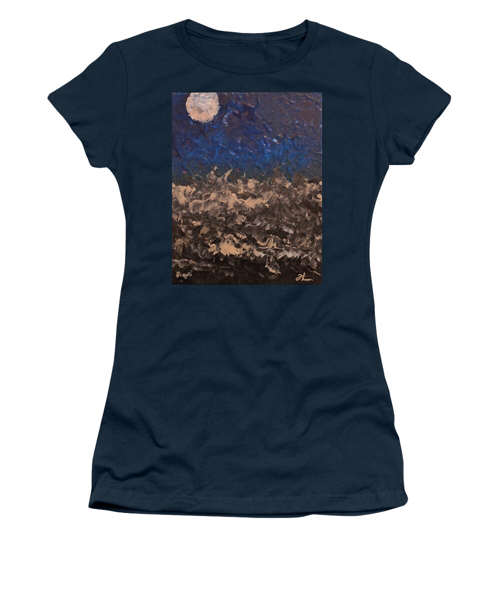 Landscape Women's T-Shirt featuring the painting Blue Moon by Todd Hoover