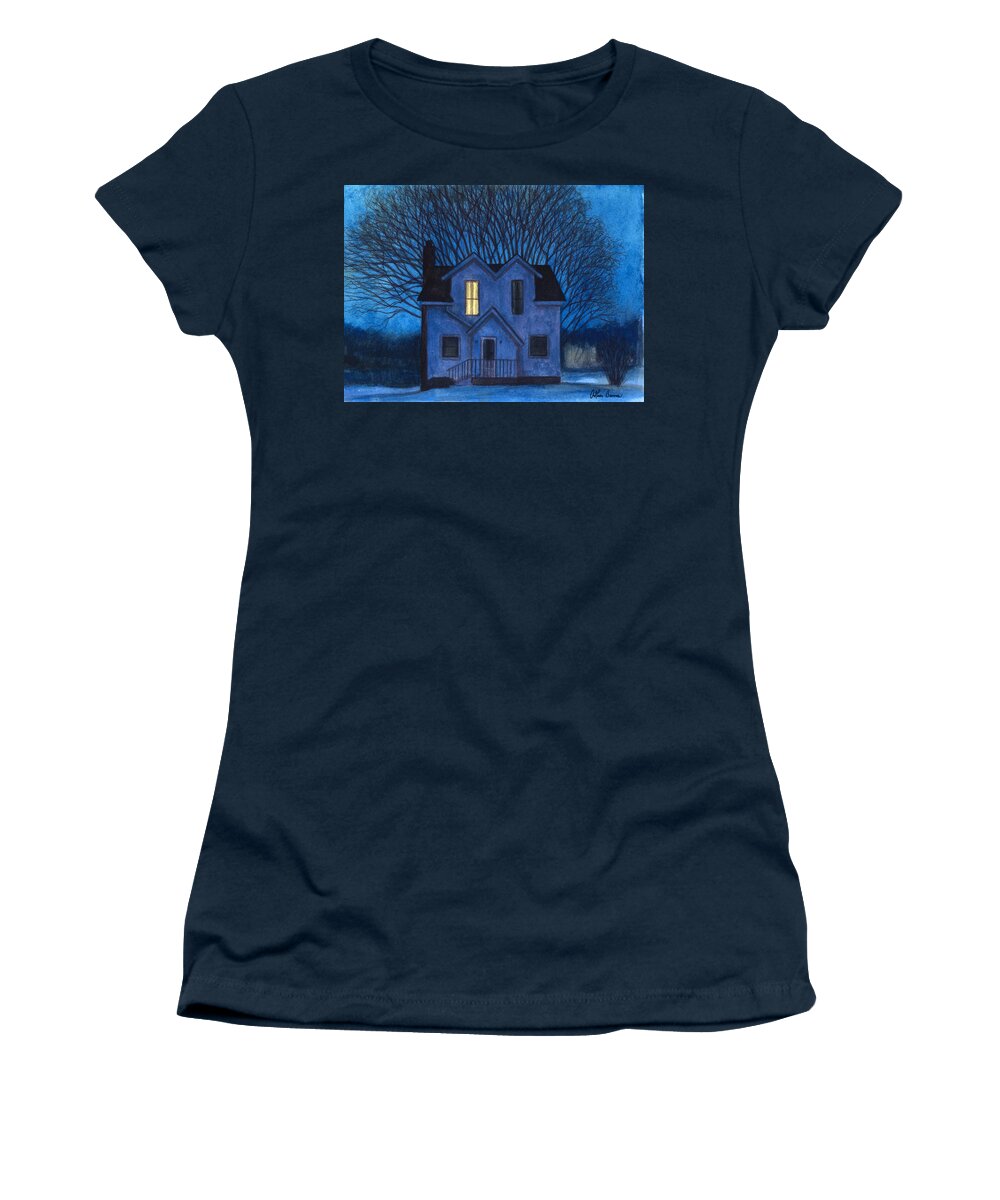 Nocturne Women's T-Shirt featuring the painting Blue Side of Evening by Arthur Barnes