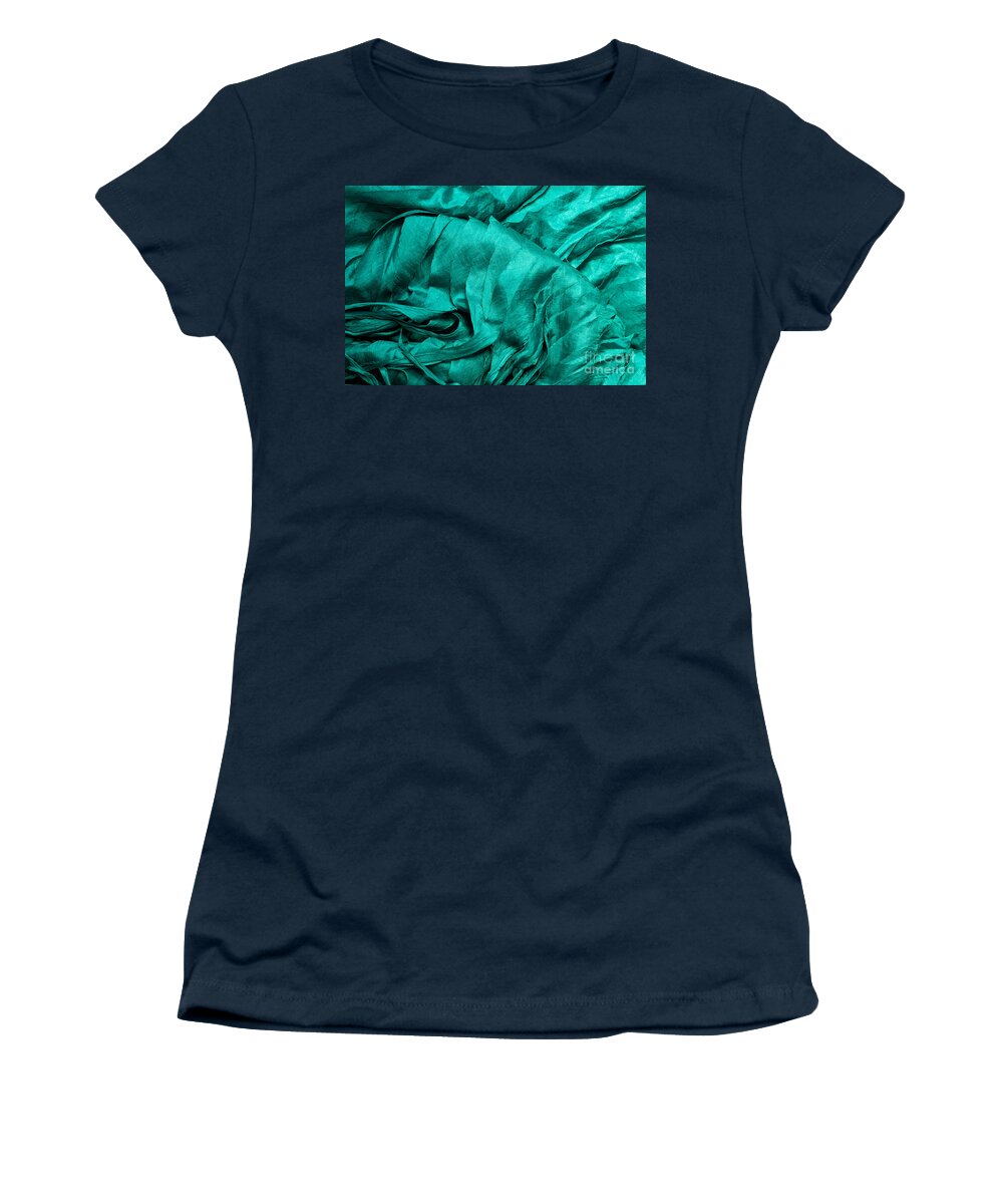 Cambodian Women's T-Shirt featuring the photograph Blue Silk 01 by Rick Piper Photography