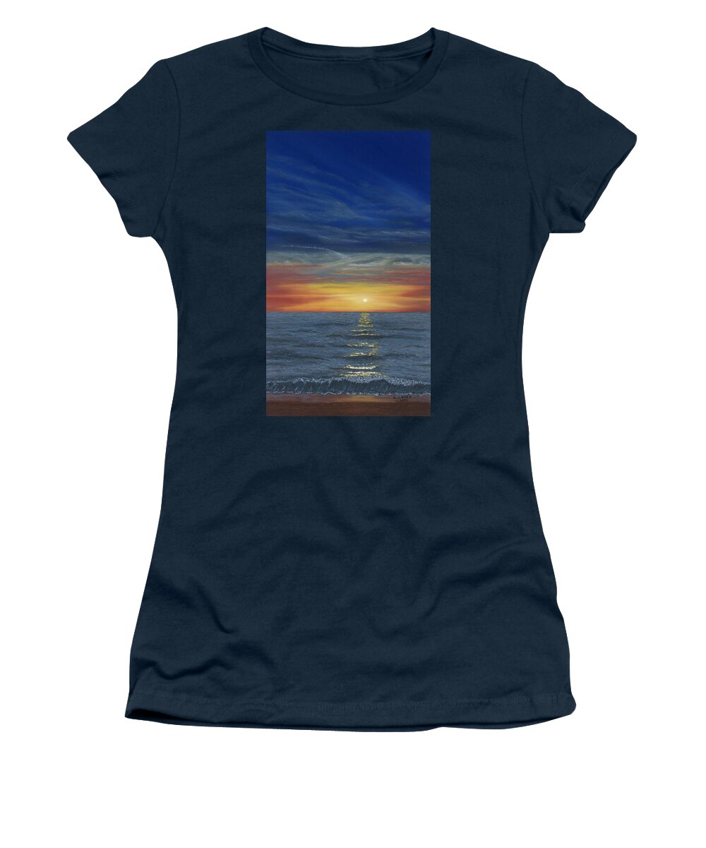 Blueberry Beach Sunset Women's T-Shirt featuring the pastel Blueberry Beach Sunset by George Burr