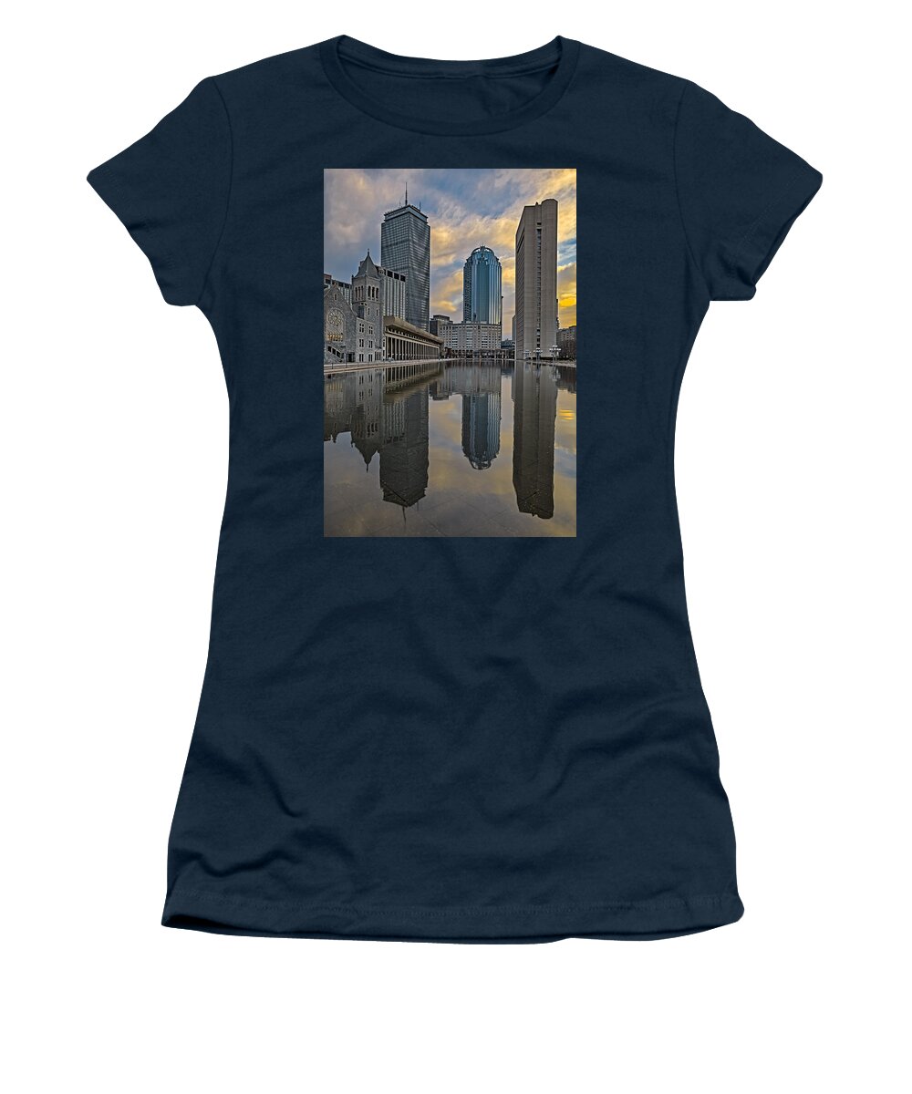 Boston Women's T-Shirt featuring the photograph Boston Reflections by Susan Candelario