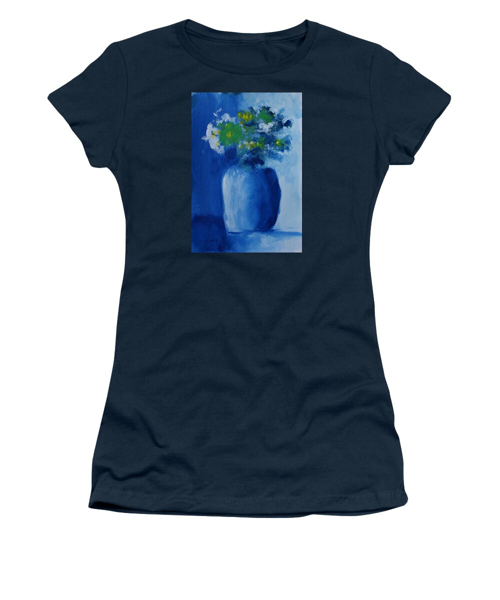 Floral Women's T-Shirt featuring the painting Bouquet in Blue Shadow by Jill Ciccone Pike