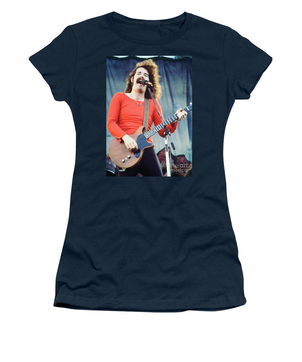 Brad Delp Women's T-Shirt featuring the photograph Brad Delp of Boston-Day on the Green 1 in Oakland Ca 5-6-79 1st Release by Daniel Larsen