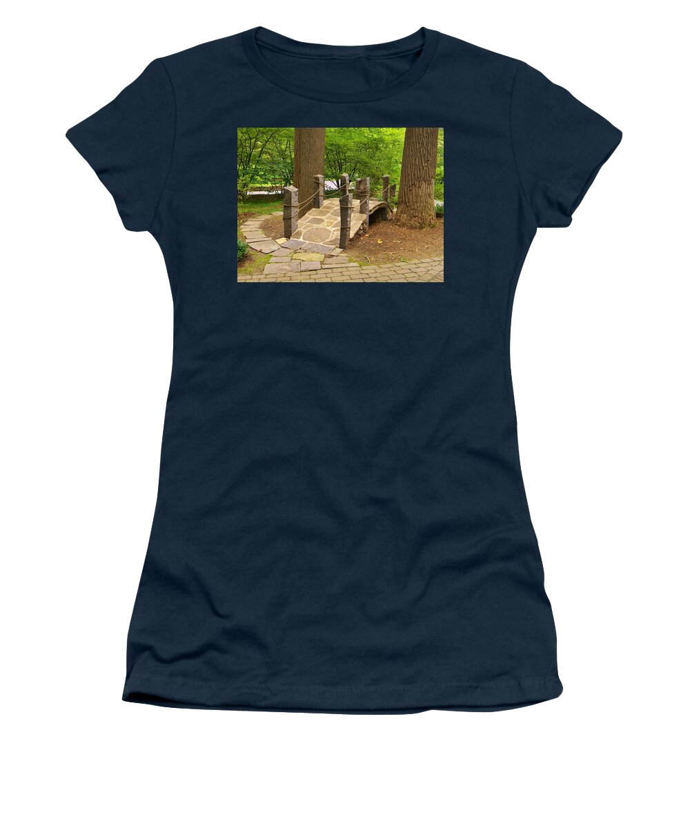 Bridge Women's T-Shirt featuring the photograph Bridge to the Land of the Fairies by Jean Goodwin Brooks