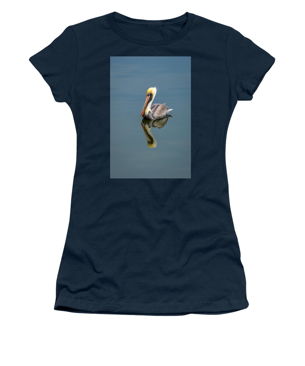Brown Pelican Reflection Women's T-Shirt featuring the photograph Brown Pelican Reflection by Debra Martz