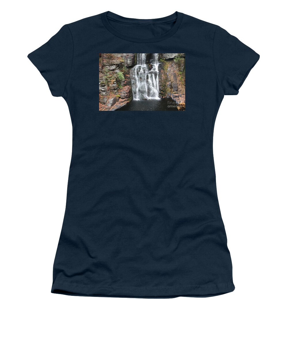 Bushkill Falls Women's T-Shirt featuring the photograph Bushkill Falls by John Telfer