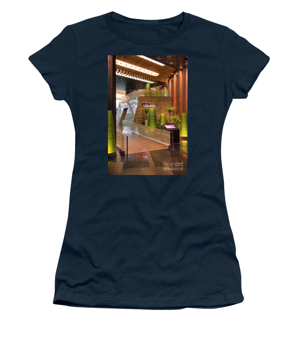 Cafe Vettro Women's T-Shirt featuring the photograph Cafe Vettro Aria Hotel Las Vegas Nevada by David Zanzinger