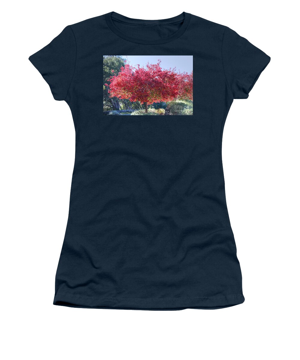 Cambria Women's T-Shirt featuring the photograph Cambria Red Tree by Tap On Photo