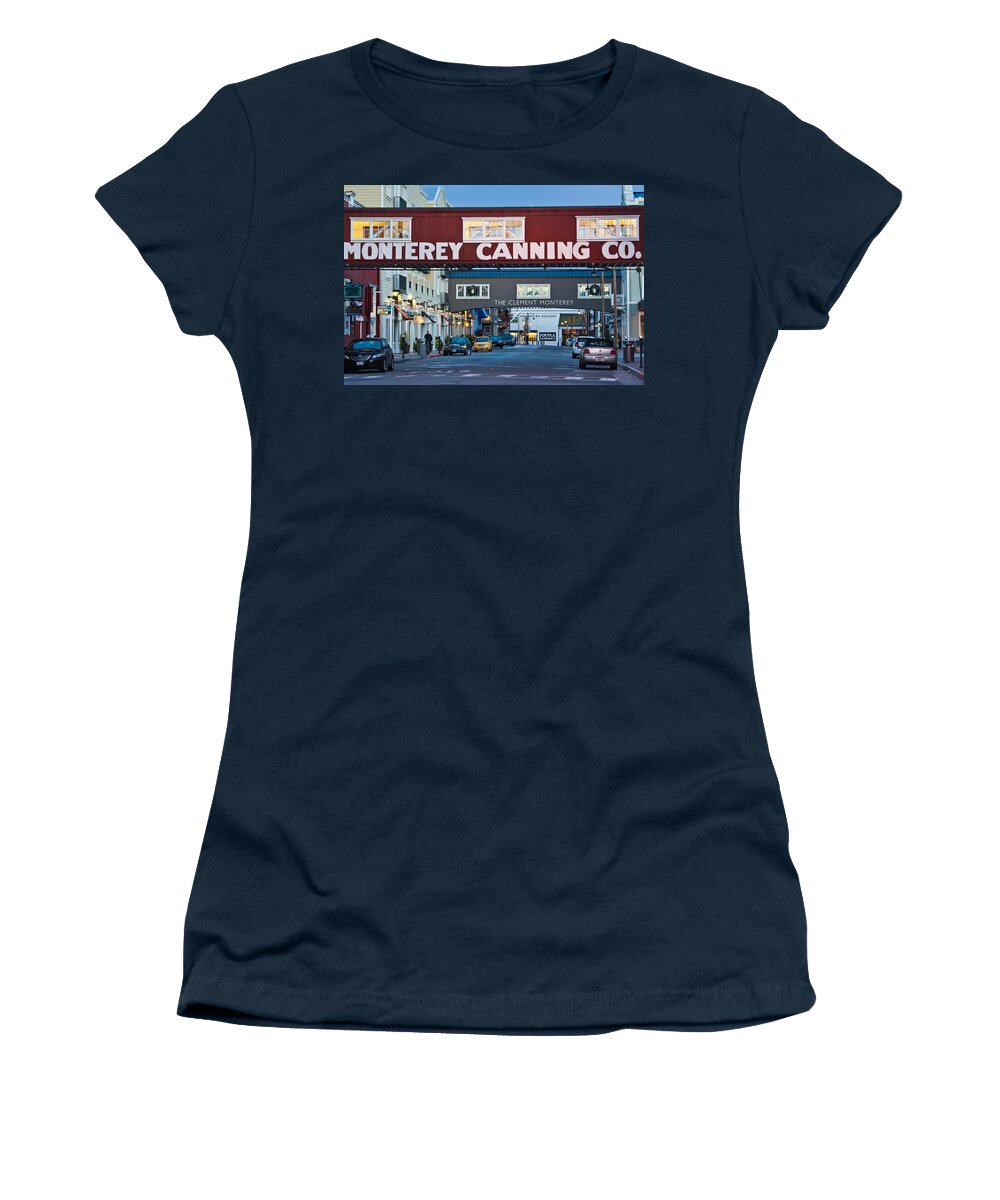 Photography Women's T-Shirt featuring the photograph Cannery Row Area At Dawn, Monterey by Panoramic Images