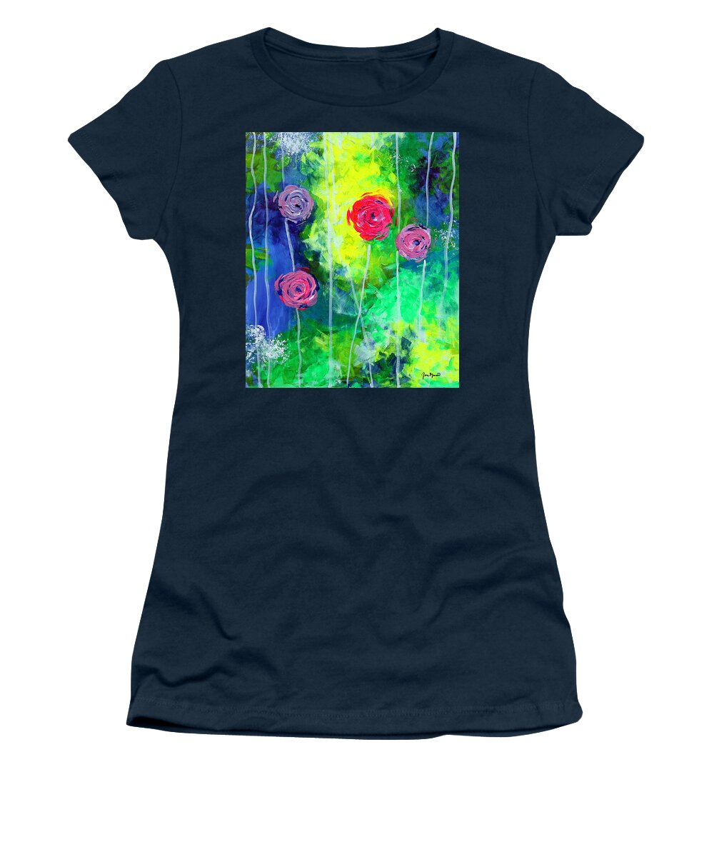 Flower Women's T-Shirt featuring the painting Cascading Light by Jan Marvin by Jan Marvin