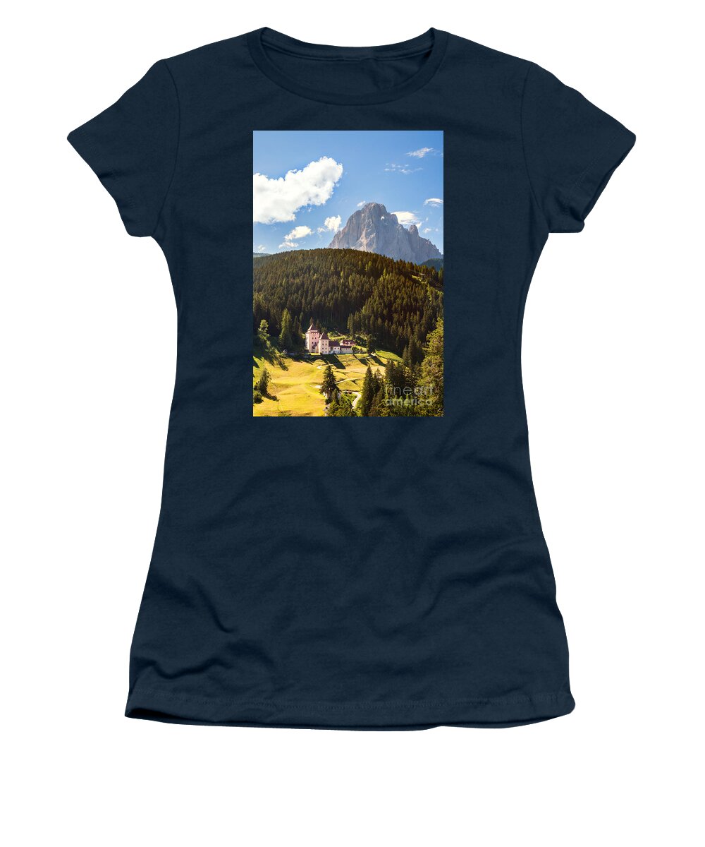 Landscape Women's T-Shirt featuring the photograph Castle in Val Gardena near Ortisei by Matteo Colombo