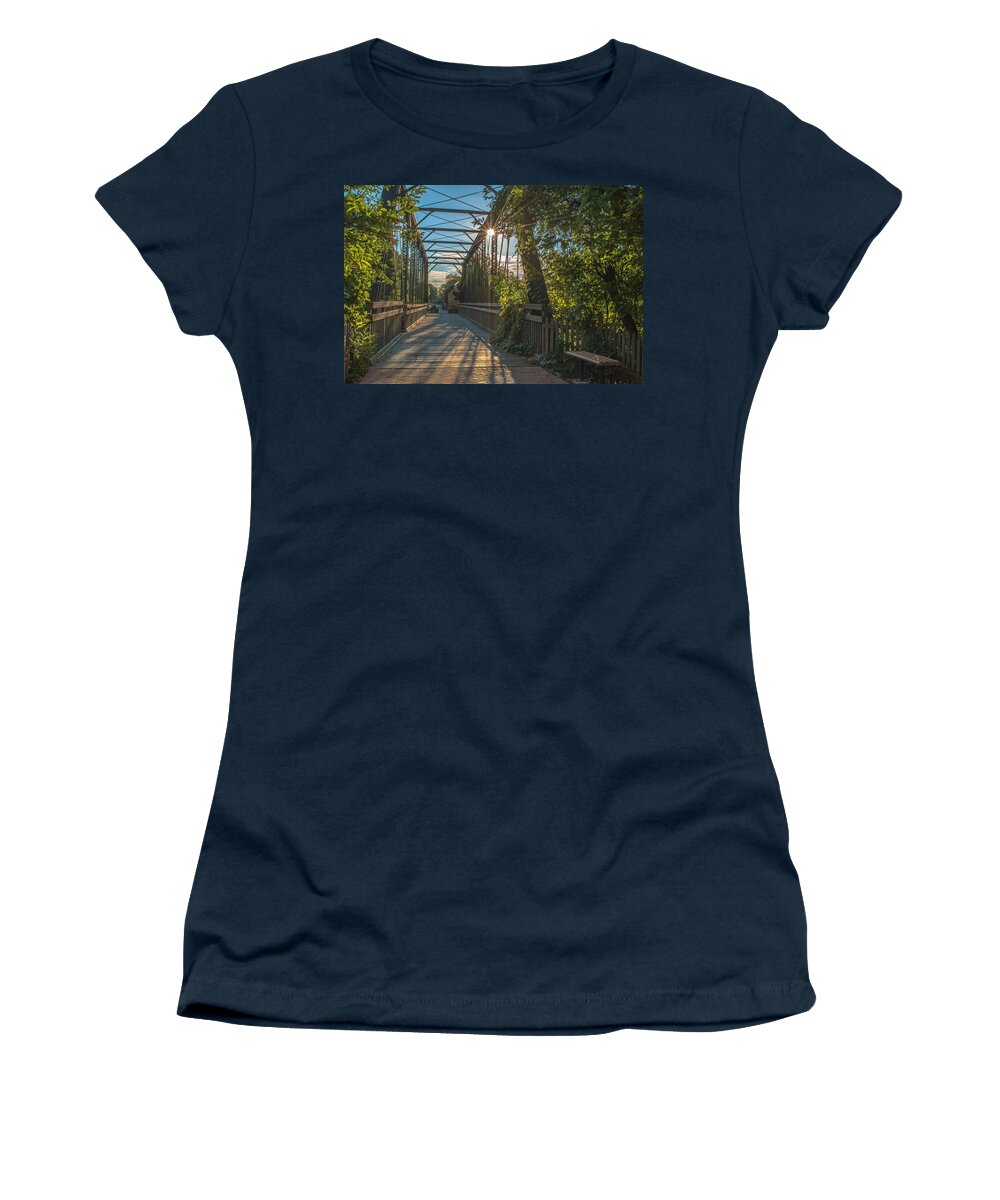 Footbridge Women's T-Shirt featuring the photograph Cedarburg Footbridge by James Meyer