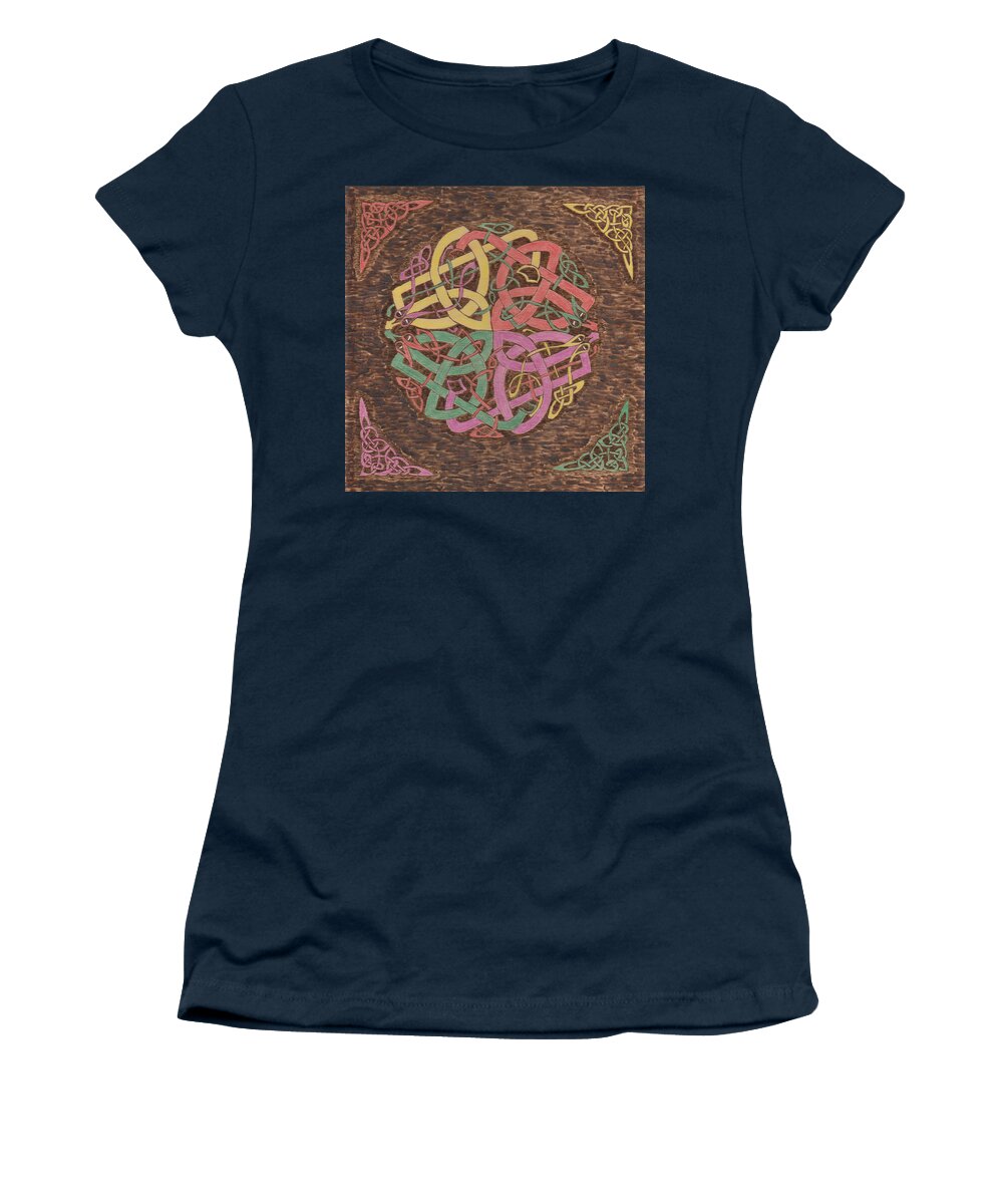 Colored Pencil Women's T-Shirt featuring the pyrography Celtic Knot 3 by David Yocum