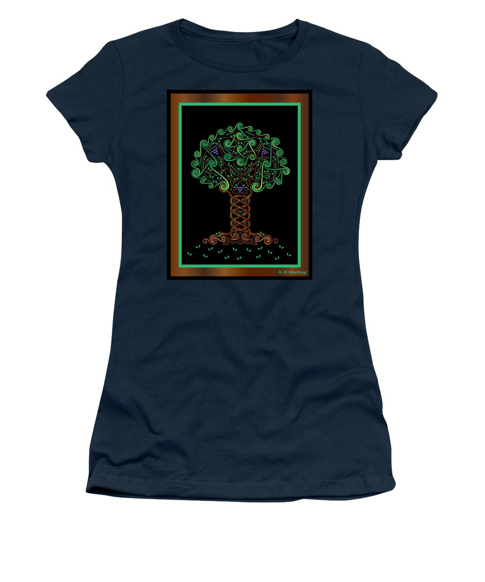 Celtic Art Women's T-Shirt featuring the digital art Celtic Tree of Life by Celtic Artist Angela Dawn MacKay