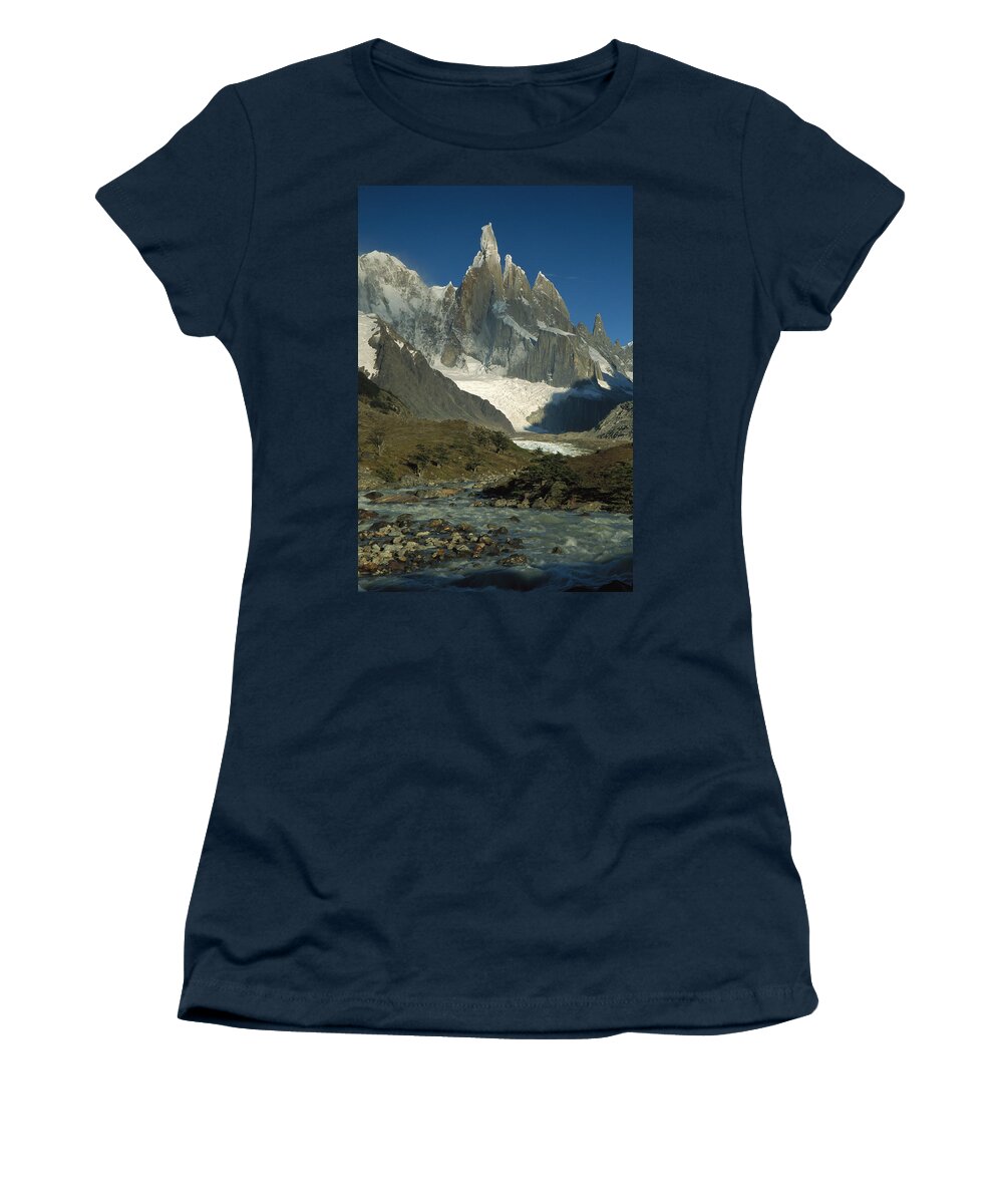 Feb0514 Women's T-Shirt featuring the photograph Cerro Torre From Agostini Patagonian by Colin Monteath