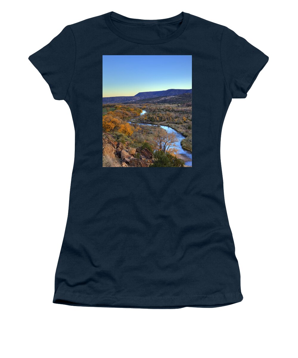 Chama River Women's T-Shirt featuring the photograph Chama River at Sunset by Alan Vance Ley