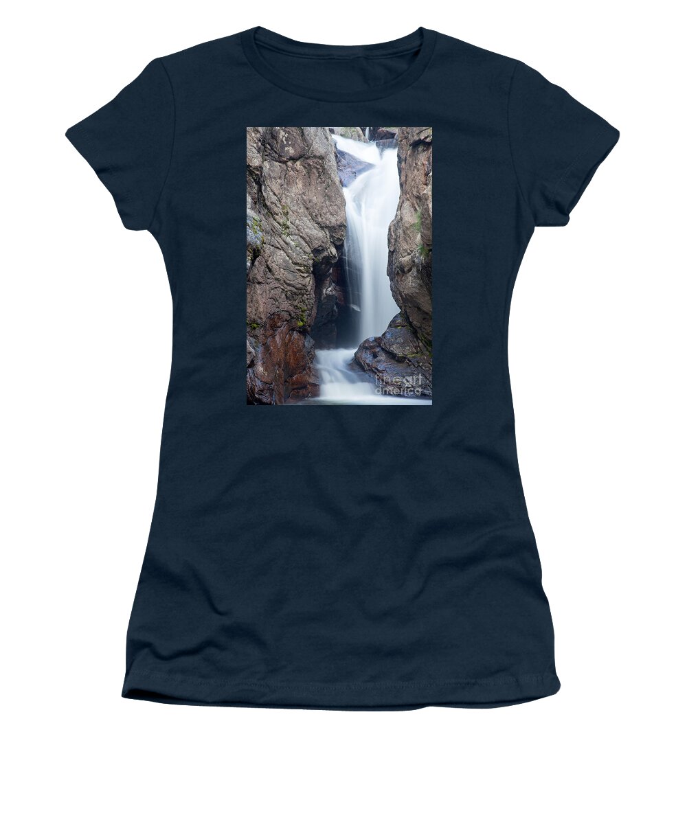 Chasm Falls Women's T-Shirt featuring the photograph Chasm FallsFall River in Rocky Mountain National Park by Fred Stearns