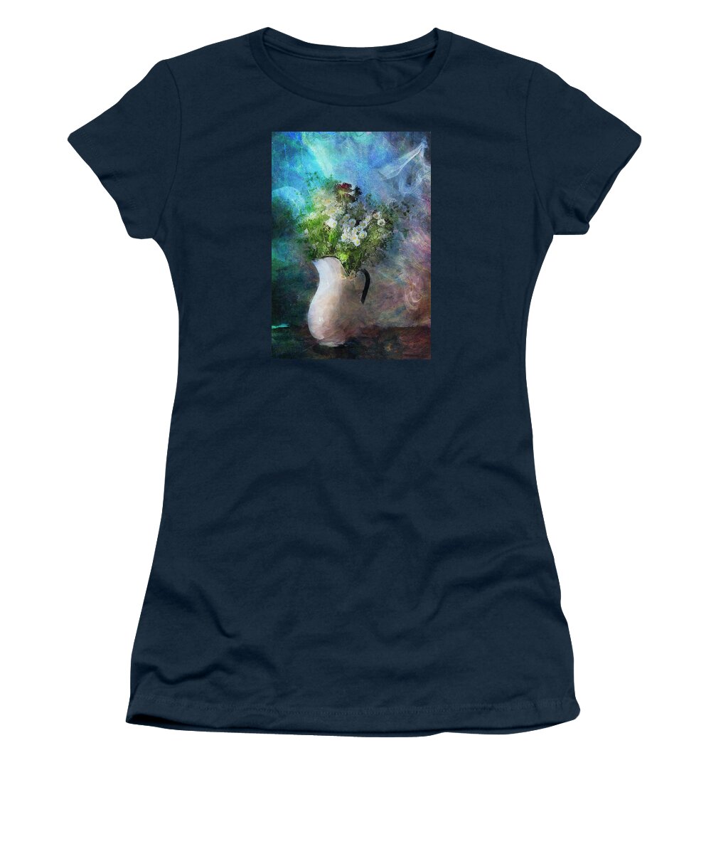 Floral Still Life Women's T-Shirt featuring the painting Cherished Rose From Summer by Georgiana Romanovna